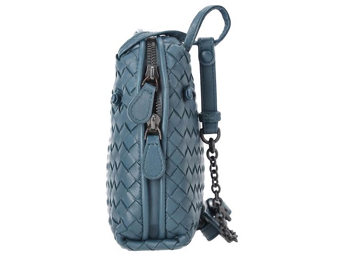 Borsa a tracolla Bottega Veneta Intrecciato Nodini in pelle blu Blu chiaro - vista 4