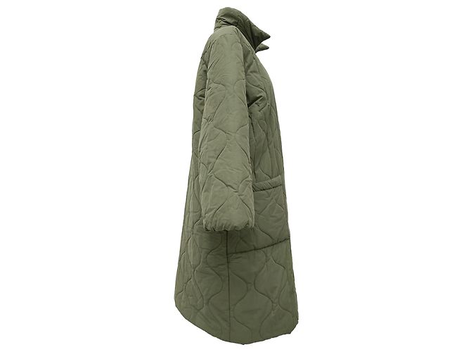 Apc Abrigo acolchado de botonadura sencilla A.P.C. en algodón verde Verde oliva - vista 2