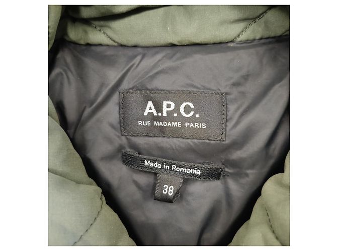 Apc Abrigo acolchado de botonadura sencilla A.P.C. en algodón verde Verde oliva - vista 4