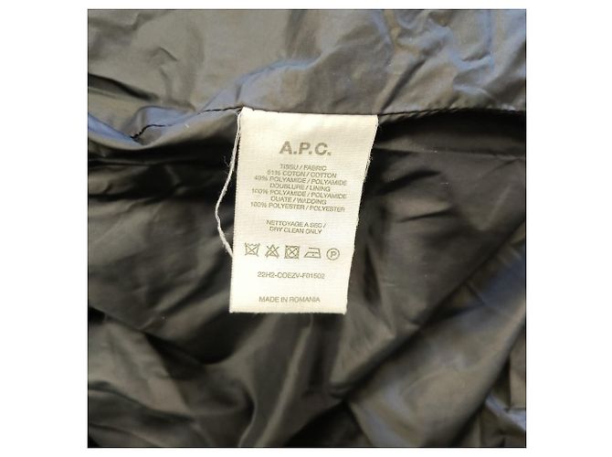 Apc Abrigo acolchado de botonadura sencilla A.P.C. en algodón verde Verde oliva - vista 6