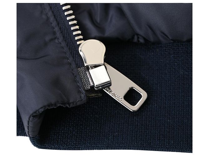 Giacca bomber con zip e patch Dolce & Gabbana in poliammide blu navy - vista 10