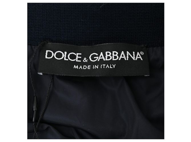 Giacca bomber con zip e patch Dolce & Gabbana in poliammide blu navy - vista 4
