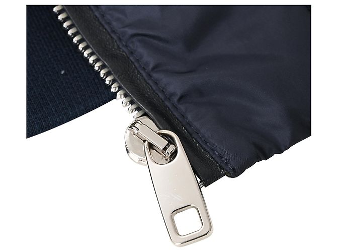 Giacca bomber con zip e patch Dolce & Gabbana in poliammide blu navy - vista 9