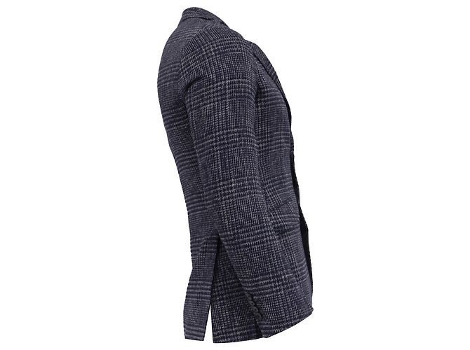 Blazer monopetto in tweed scozzese Etro in cotone blu navy - vista 3