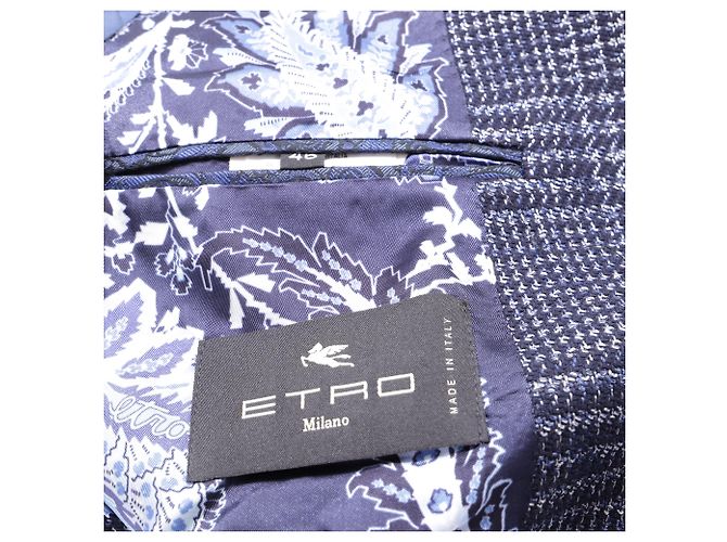 Blazer monopetto in tweed scozzese Etro in cotone blu navy - vista 5