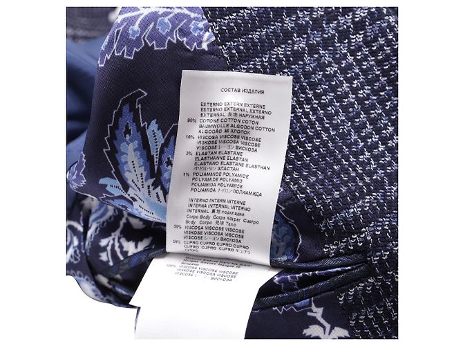 Blazer monopetto in tweed scozzese Etro in cotone blu navy - vista 7