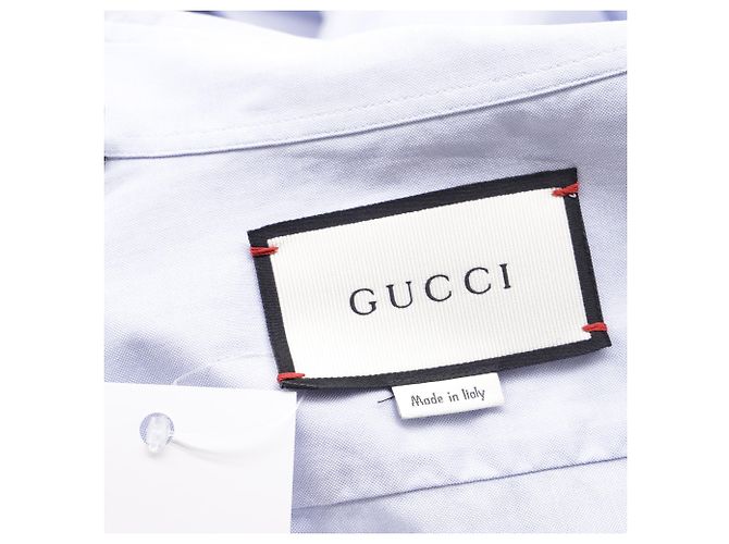 Gucci Kingsnake besticktes Hemd aus blauer Baumwolle - Ansicht 5