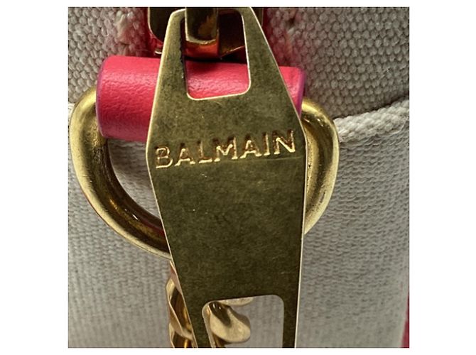 Borsa a tracolla Balmain B-Army 18 in tela rosa e pelle - vista 10
