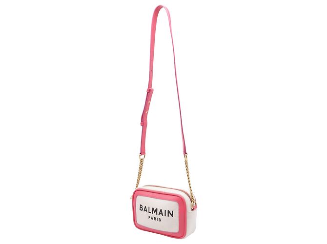 Borsa a tracolla Balmain B-Army 18 in tela rosa e pelle - vista 2