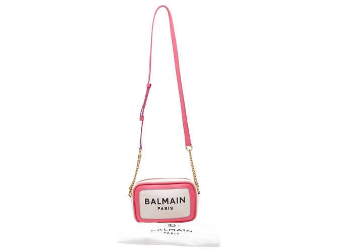 Borsa a tracolla Balmain B-Army 18 in tela rosa e pelle - vista 5
