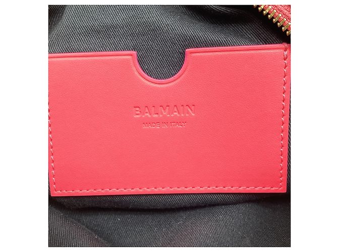 Borsa a tracolla Balmain B-Army 18 in tela rosa e pelle - vista 8