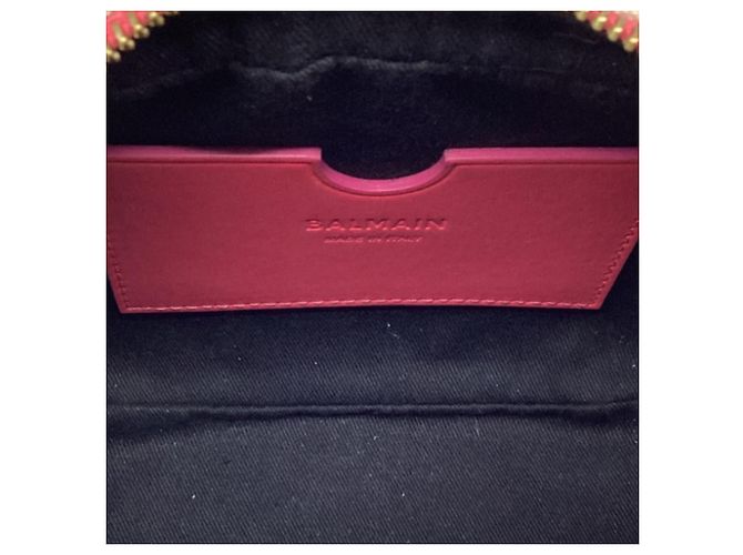Borsa a tracolla Balmain B-Army 18 in tela rosa e pelle - vista 9