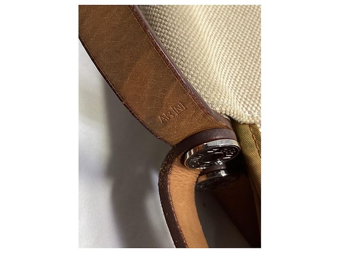 Tote Hermès Toile Officier Cabag 32 in tela beige - vista 15