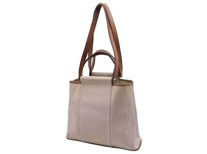 Tote Hermès Toile Officier Cabag 32 in tela beige - vista 2