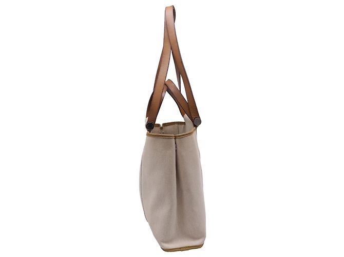 Tote Hermès Toile Officier Cabag 32 in tela beige - vista 3