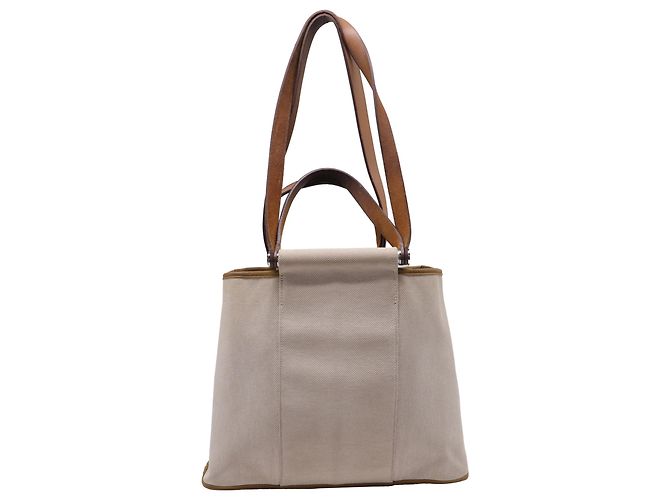 Tote Hermès Toile Officier Cabag 32 in tela beige - vista 4
