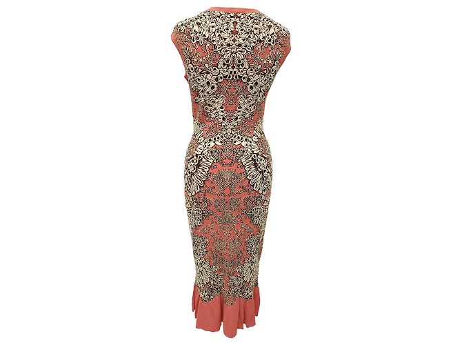 Vestido midi estampado Alexander McQueen en viscosa naranja - vista 3