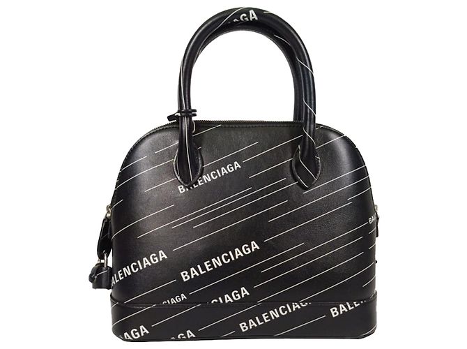 Borsa Ville Small Logo in pelle nera Balenciaga Nero - vista 2