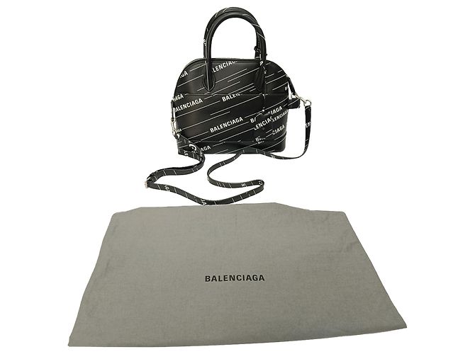 Borsa Ville Small Logo in pelle nera Balenciaga Nero - vista 8