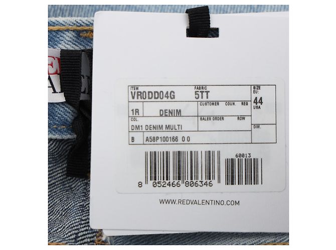 Red Valentino Midi-Rock aus hellblauem Denim mit Fransen-Patchwork - Ansicht 6