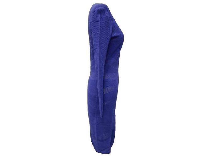 Versace Midi-Kleid aus blauem Polyester - Ansicht 2