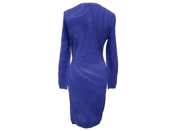 Versace Midi-Kleid aus blauem Polyester - Ansicht 3