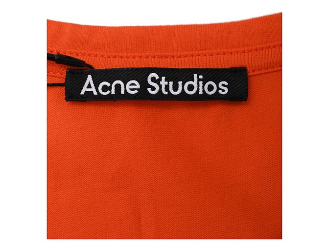 T-shirt Acne Studios con patch logo in cotone arancione - vista 4