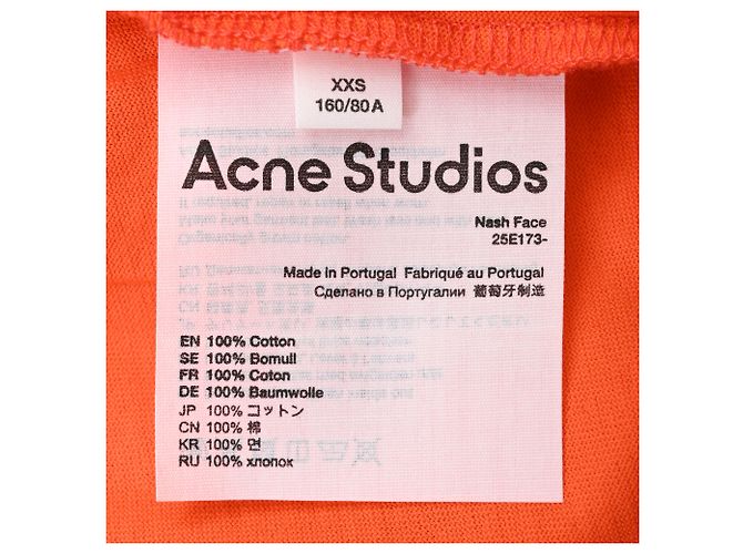 T-shirt Acne Studios con patch logo in cotone arancione - vista 5