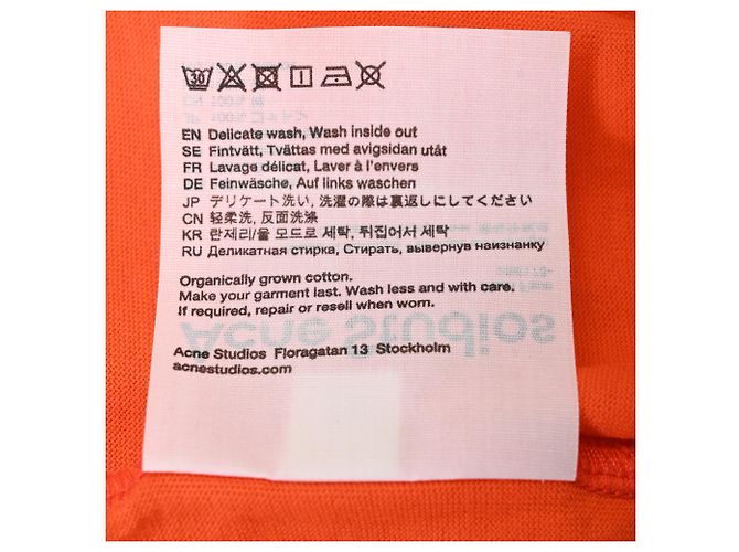 T-shirt Acne Studios con patch logo in cotone arancione - vista 6
