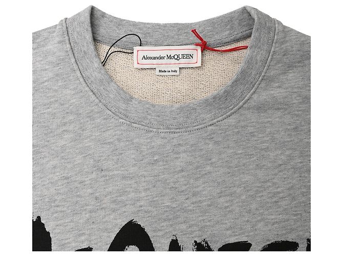 Alexander Mcqueen Graffiti Sweatshirt aus grauer Baumwolle - Ansicht 10