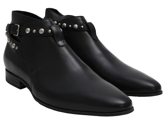 Stivaletti Jodhpur Saint Laurent in pelle nera con borchie Nero - vista 2