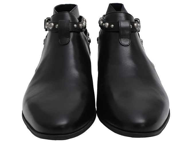 Stivaletti Jodhpur Saint Laurent in pelle nera con borchie Nero - vista 3
