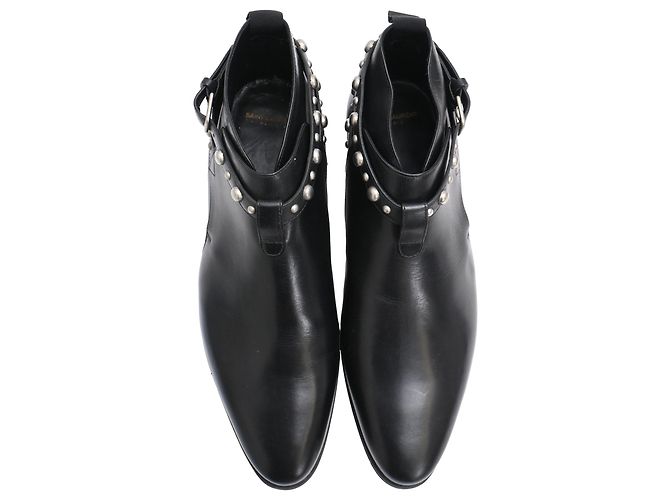 Stivaletti Jodhpur Saint Laurent in pelle nera con borchie Nero - vista 5