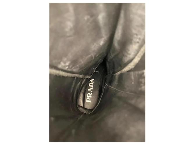 Prada Monolith Combat Boots Cuero Negro - vista 4