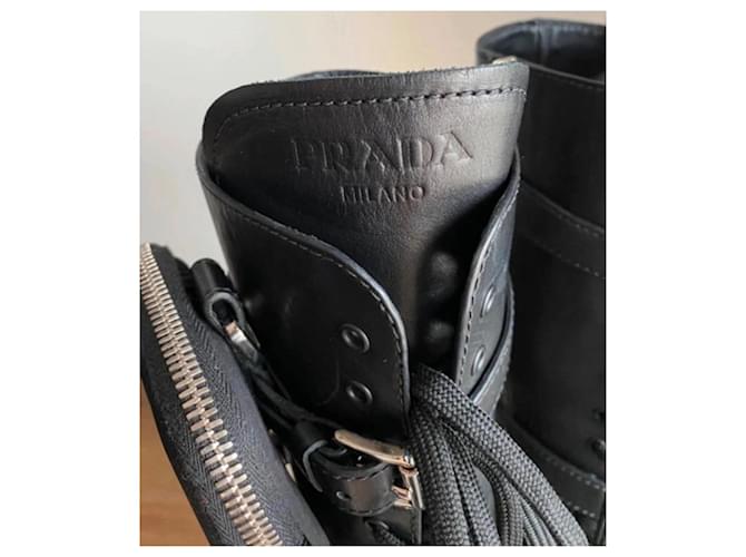 Prada Monolith Combat Boots Cuero Negro - vista 6