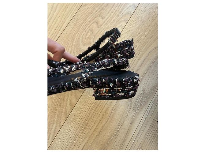 Chanel Slingback Tweed Multicolore - vista 3