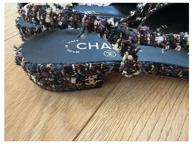 Chanel Slingback Tweed Multicolore - vista 4