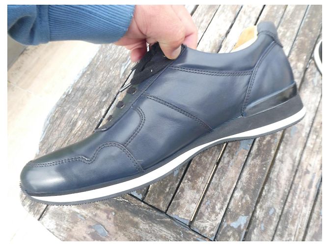 Sneakers in pelle Paraboot Blu Navy - 46 - vista 3