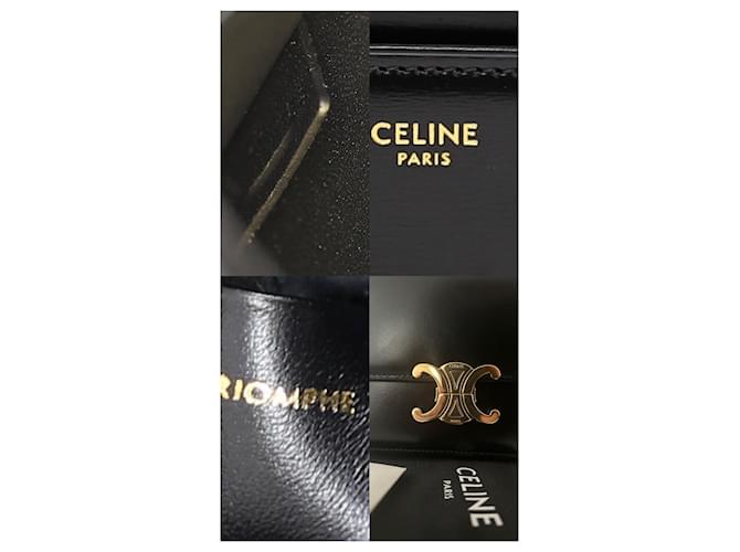 Céline Triomphe Borsa a Tracolla Pelle Nera Nero - vista 3