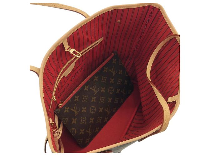 Bolso Louis Vuitton Monogram Neverfull MM Castaño Fucsia - vista 8