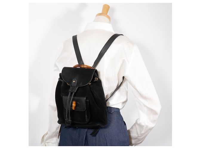 Mochila Gucci Bamboo de ante negro - vista 18