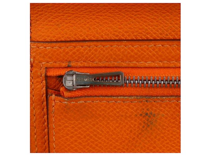 Hermès Bearn Classic Long Wallet aus Epsom-Leder in Orange - Ansicht 12