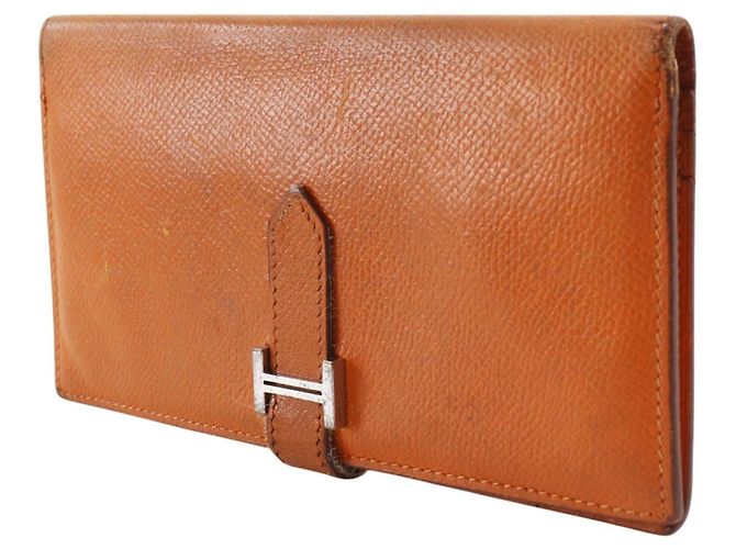 Hermès Bearn Classic Long Wallet aus Epsom-Leder in Orange - Ansicht 2