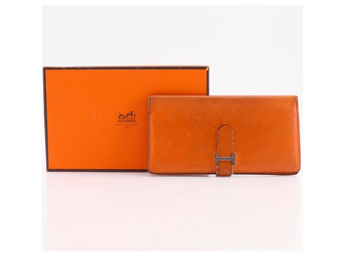 Hermès Bearn Classic Long Wallet aus Epsom-Leder in Orange - Ansicht 20