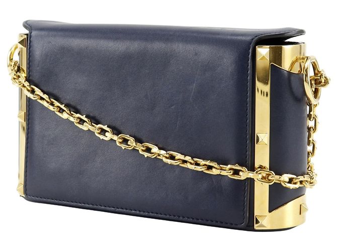 Borsa a tracolla con catena e borchie Valentino Garavani Blu navy - vista 2