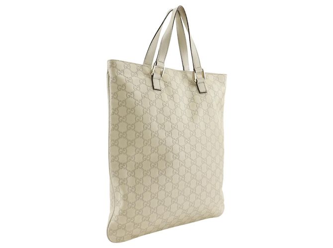 Borsa Tote in pelle off-white Gucci Bianco sporco - vista 3