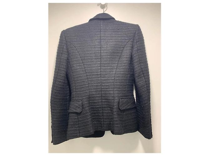 Balmain Black Wool Blend Structured Blazer - view 2