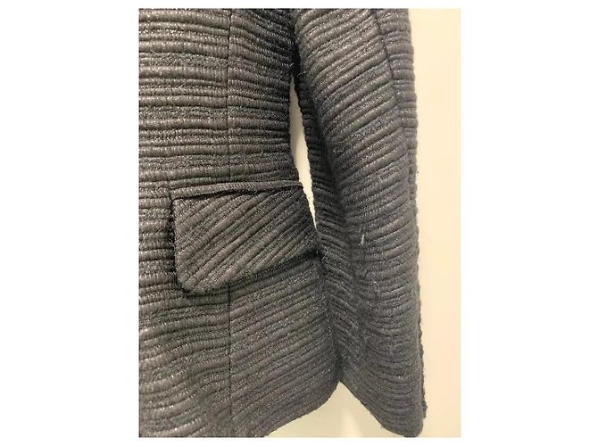 Balmain Black Wool Blend Structured Blazer - view 3