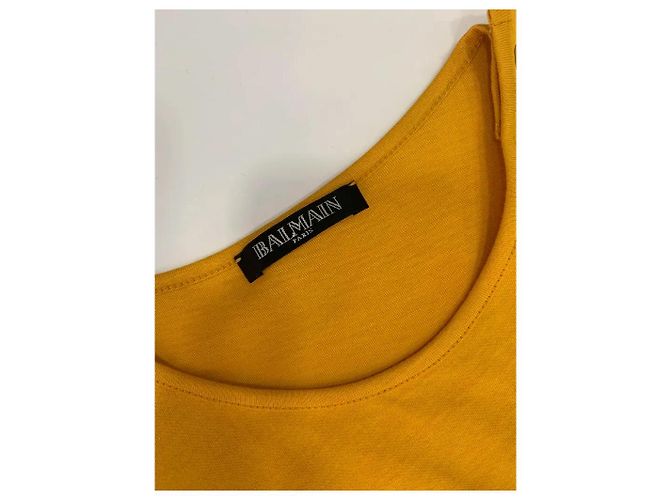 Top de tirantes Balmain Paris de algodón - Amarillo Mostaza - vista 2