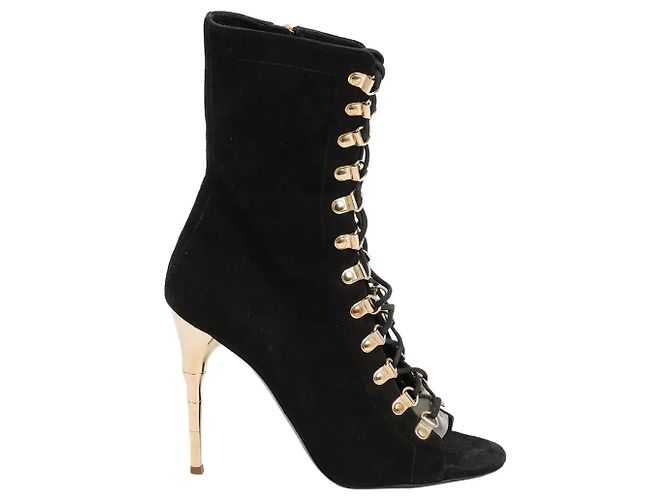Balmain Botines de ante negro con punta abierta - vista 2